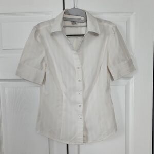 SO Cream Short-Sleeve Button-Up Blouse